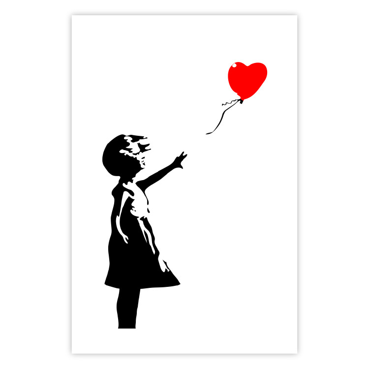Wall Poster Girl with Balloon - black and white urban graffiti in Banksy style 114588 additionalImage 25