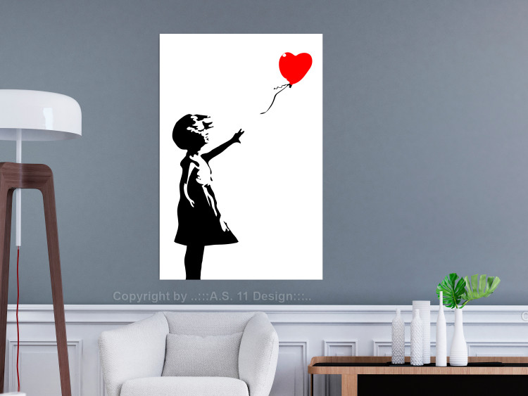Wall Poster Girl with Balloon - black and white urban graffiti in Banksy style 114588 additionalImage 17