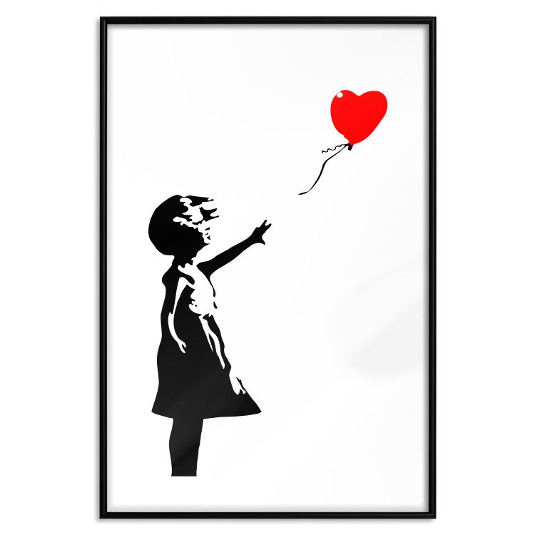 Wall Poster Girl with Balloon - black and white urban graffiti in Banksy style 114588 additionalImage 15