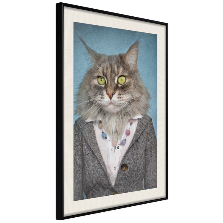 Wall Poster Mrs. Cat - portrait of a domestic animal with a human silhouette in a sweater 117888 additionalImage 3
