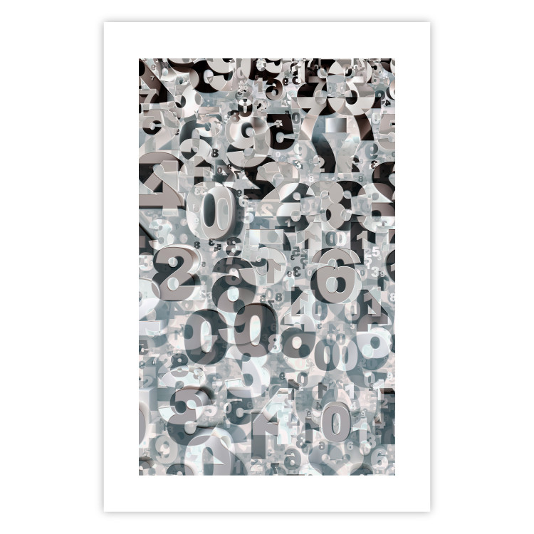 Wall Poster Numerology - black and white industrial abstraction with 3D numbers 118288 additionalImage 19