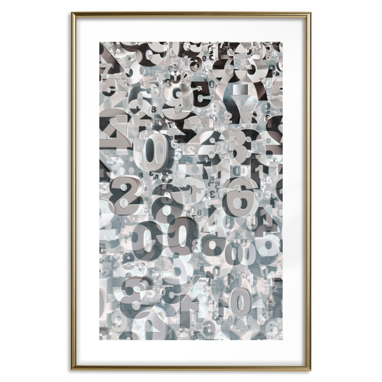 Wall Poster Numerology - black and white industrial abstraction with 3D numbers 118288 additionalImage 14