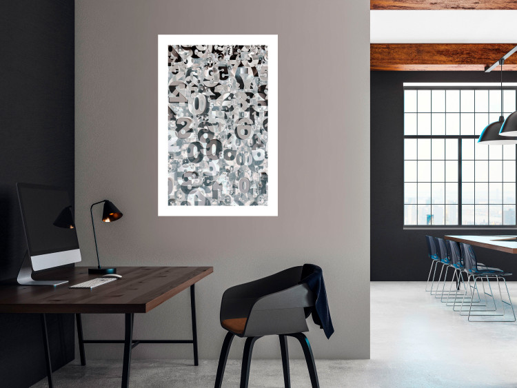 Wall Poster Numerology - black and white industrial abstraction with 3D numbers 118288 additionalImage 2
