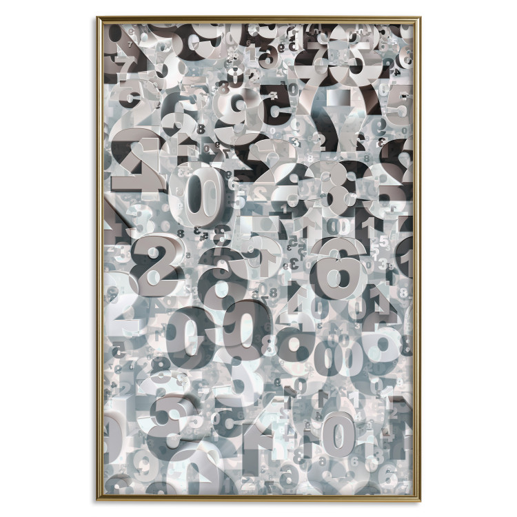 Wall Poster Numerology - black and white industrial abstraction with 3D numbers 118288 additionalImage 16