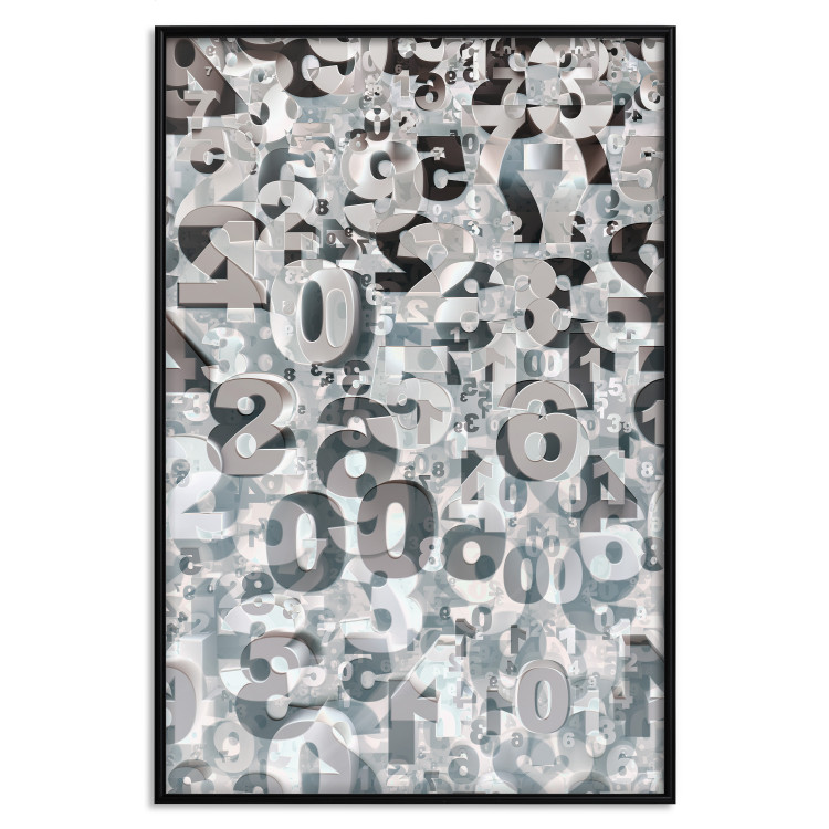 Wall Poster Numerology - black and white industrial abstraction with 3D numbers 118288 additionalImage 18