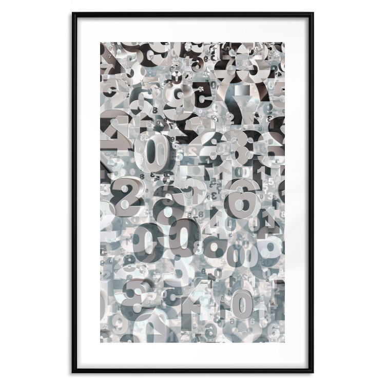 Wall Poster Numerology - black and white industrial abstraction with 3D numbers 118288 additionalImage 15