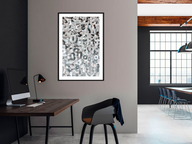 Wall Poster Numerology - black and white industrial abstraction with 3D numbers 118288 additionalImage 4