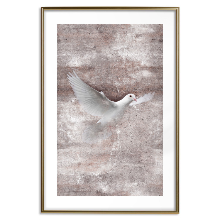 Wall Poster Love Flight - composition with a white bird and a background in shades of brown 118788 additionalImage 15