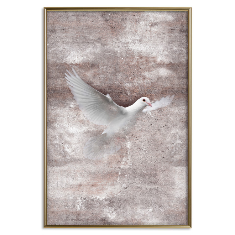 Wall Poster Love Flight - composition with a white bird and a background in shades of brown 118788 additionalImage 26