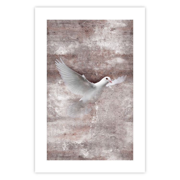 Wall Poster Love Flight - composition with a white bird and a background in shades of brown 118788 additionalImage 22