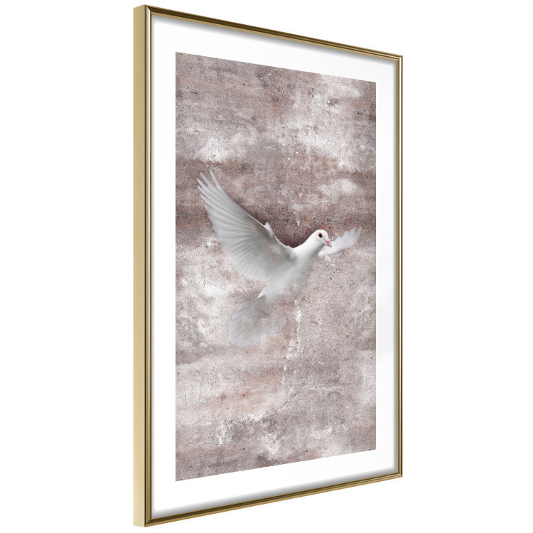Wall Poster Love Flight - composition with a white bird and a background in shades of brown 118788 additionalImage 8
