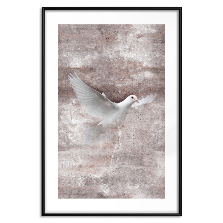 Wall Poster Love Flight - composition with a white bird and a background in shades of brown 118788 additionalImage 27