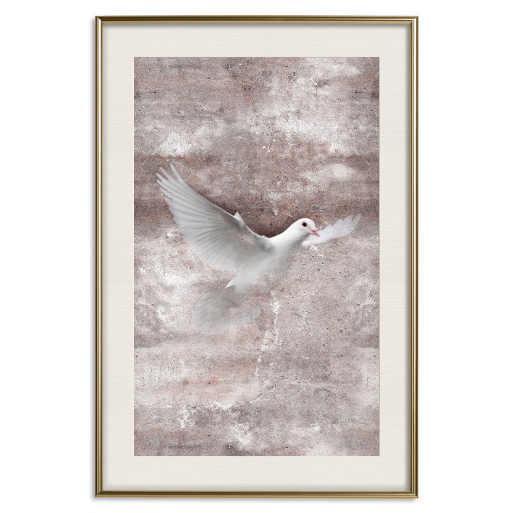 Wall Poster Love Flight - composition with a white bird and a background in shades of brown 118788 additionalImage 21