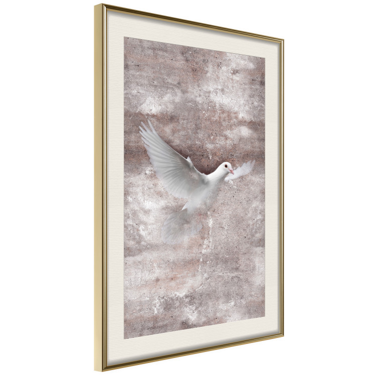 Wall Poster Love Flight - composition with a white bird and a background in shades of brown 118788 additionalImage 2