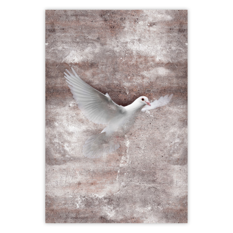 Wall Poster Love Flight - composition with a white bird and a background in shades of brown 118788