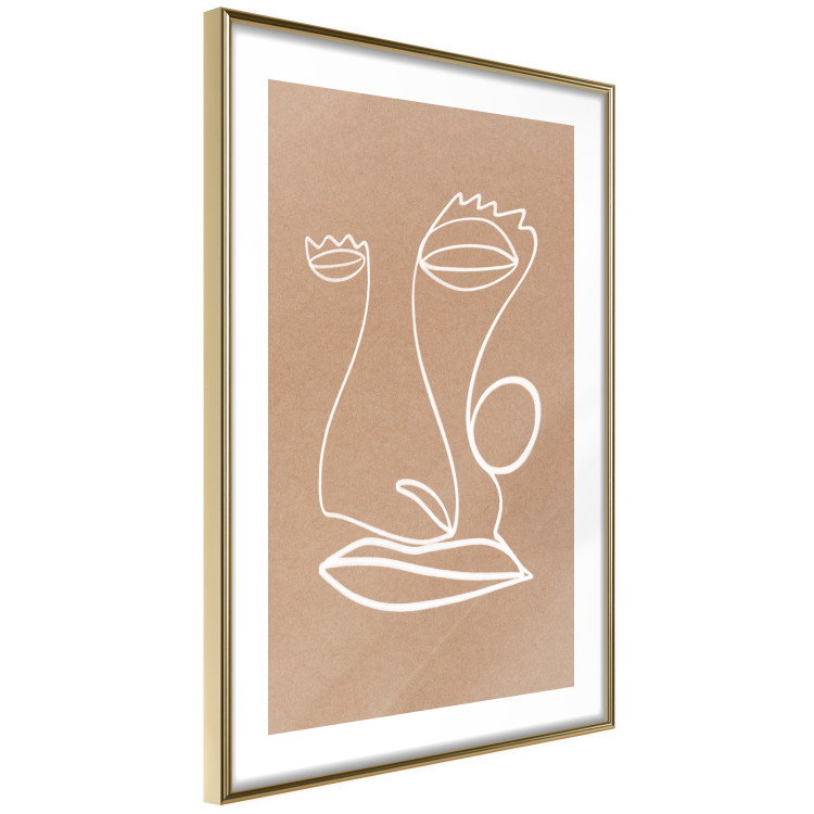 Wall Poster White Portrait - abstraction with delicate line art on a brown background 118988 additionalImage 8