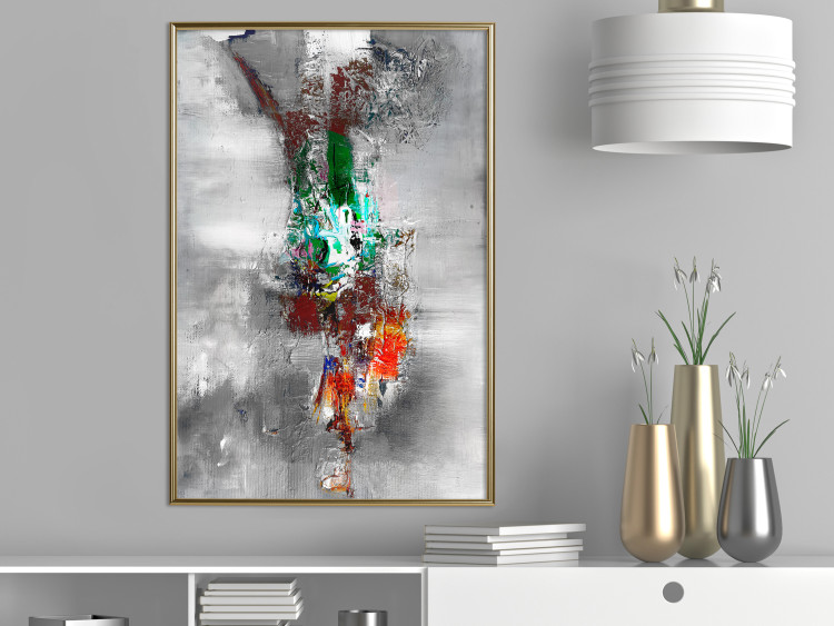 Wall Poster Abyss - industrial colorful abstraction on a gray background 121888 additionalImage 5