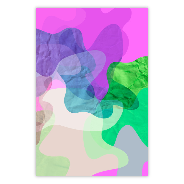 Poster Pastel Butterflies - colorful abstract spots on crumpled paper 122288