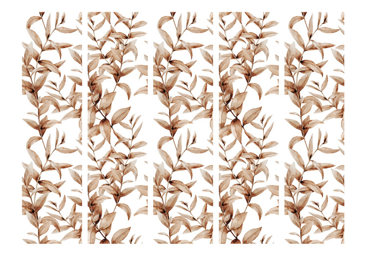 Room Divider Screen Sepia Flora II - brown leaves in ornament style on a white background 122988 additionalImage 3