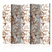 Room Divider Screen Sepia Flora II - brown leaves in ornament style on a white background 122988