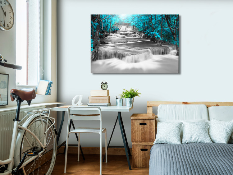 Canvas Art Print Cascade of Thoughts (1 Part) Wide Turquoise 123188 additionalImage 3