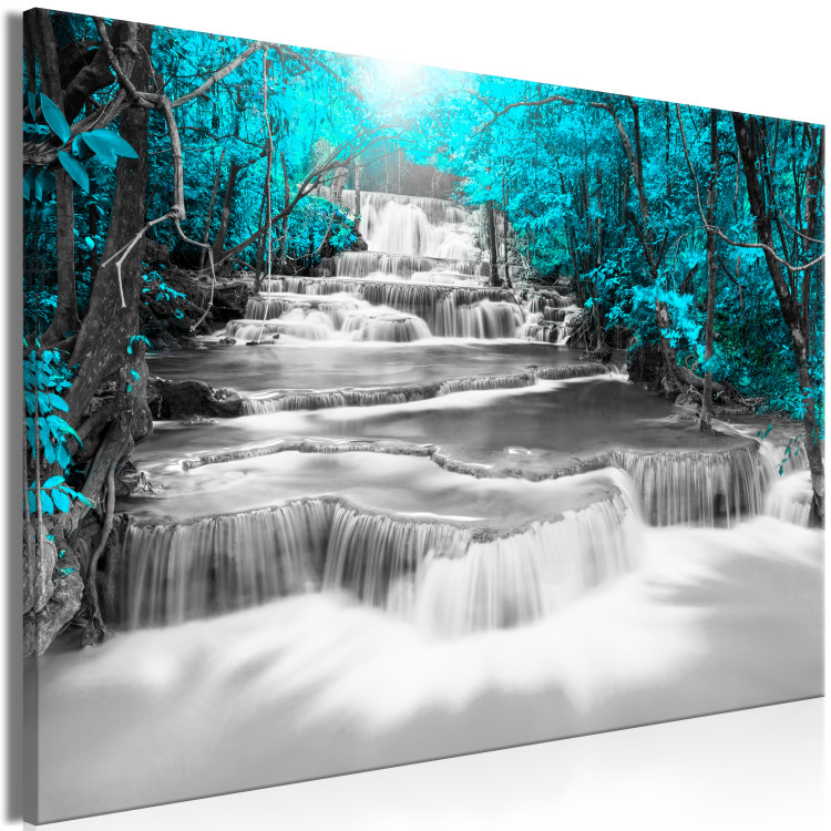 Canvas Art Print Cascade of Thoughts (1 Part) Wide Turquoise 123188 additionalImage 2