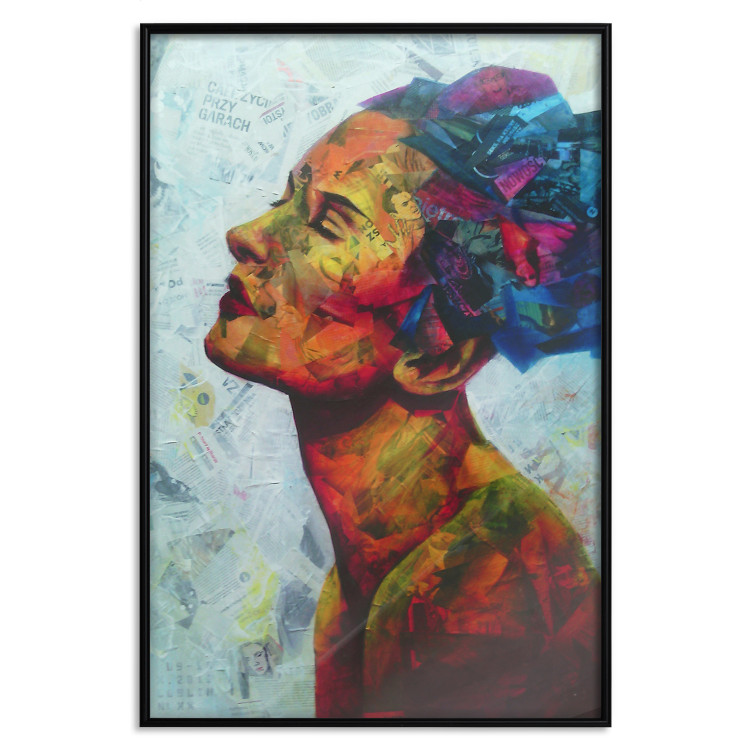 Wall Poster Paper Thoughts - portrait of a colorful woman in a paper composition 126488 additionalImage 16