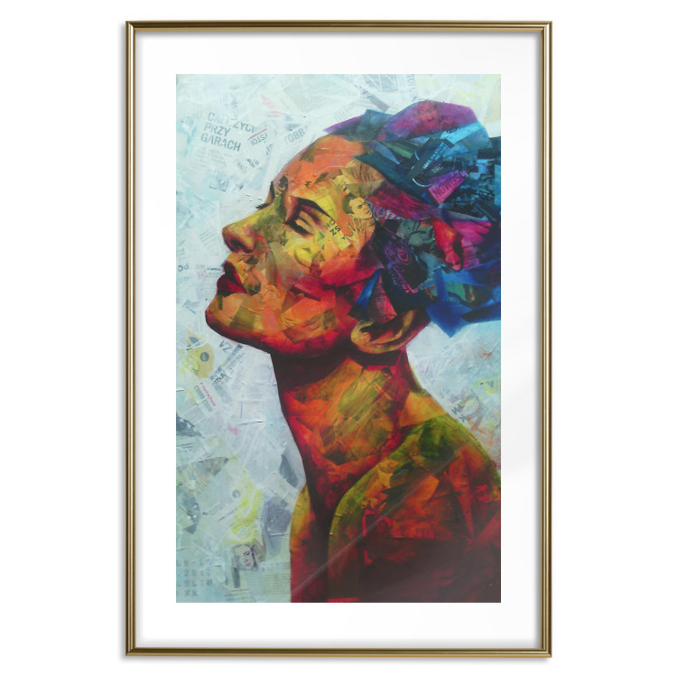 Wall Poster Paper Thoughts - portrait of a colorful woman in a paper composition 126488 additionalImage 14