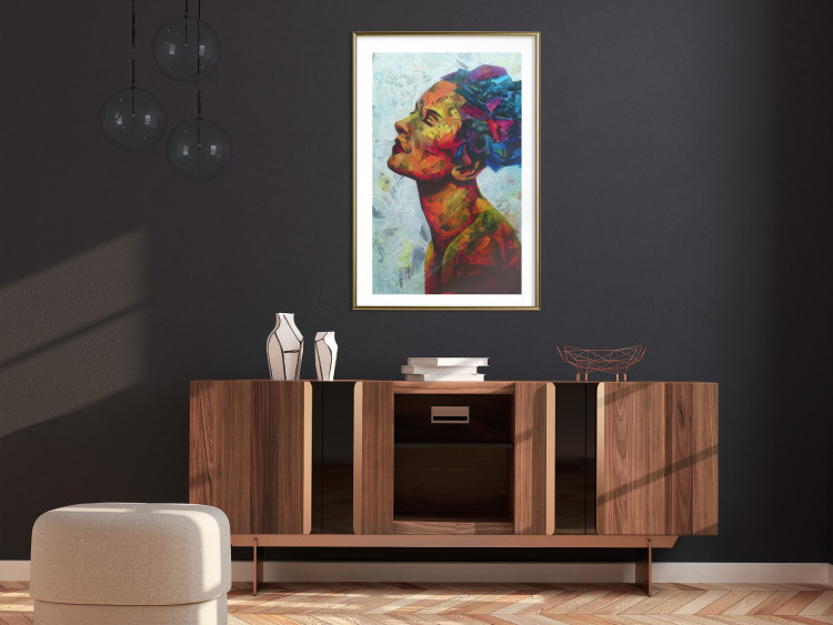Wall Poster Paper Thoughts - portrait of a colorful woman in a paper composition 126488 additionalImage 13