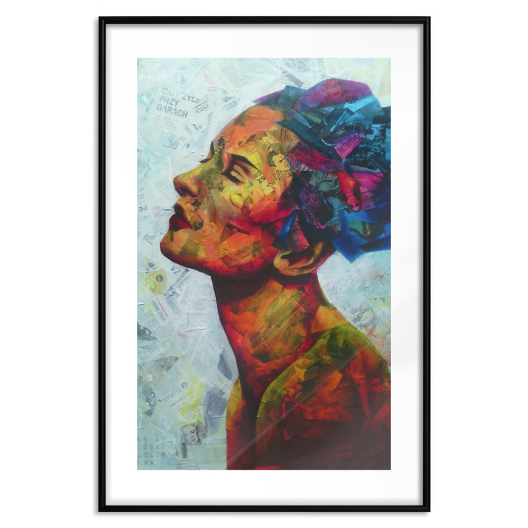 Wall Poster Paper Thoughts - portrait of a colorful woman in a paper composition 126488 additionalImage 15