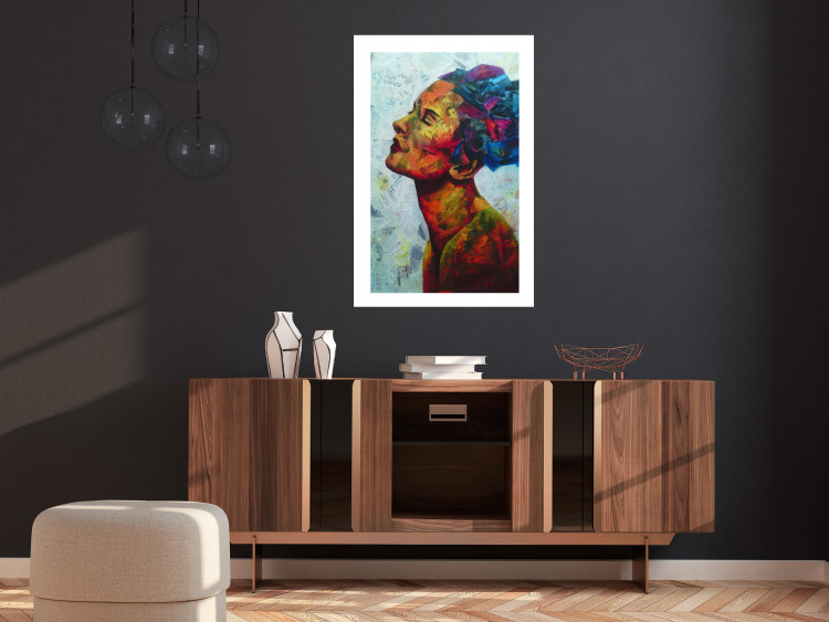 Wall Poster Paper Thoughts - portrait of a colorful woman in a paper composition 126488 additionalImage 3
