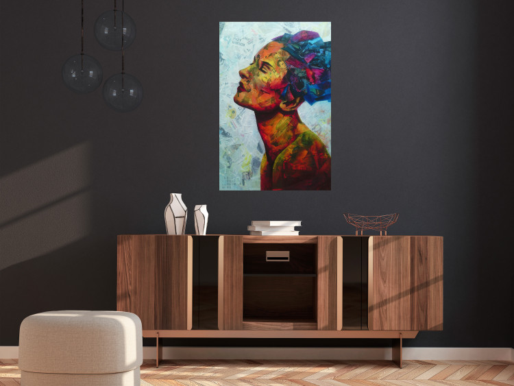 Wall Poster Paper Thoughts - portrait of a colorful woman in a paper composition 126488 additionalImage 2