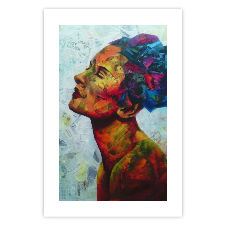 Wall Poster Paper Thoughts - portrait of a colorful woman in a paper composition 126488 additionalImage 19