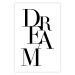 Wall Poster Black Dream - black English text on white background 129588