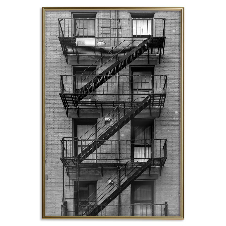 Poster Emergency Exit - black and white architecture of buildings in New York 129788 additionalImage 17