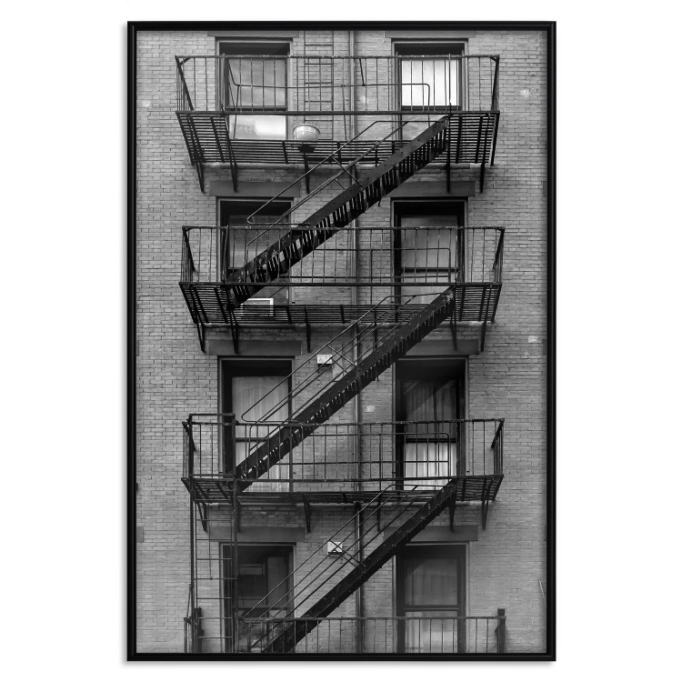 Poster Emergency Exit - black and white architecture of buildings in New York 129788 additionalImage 16