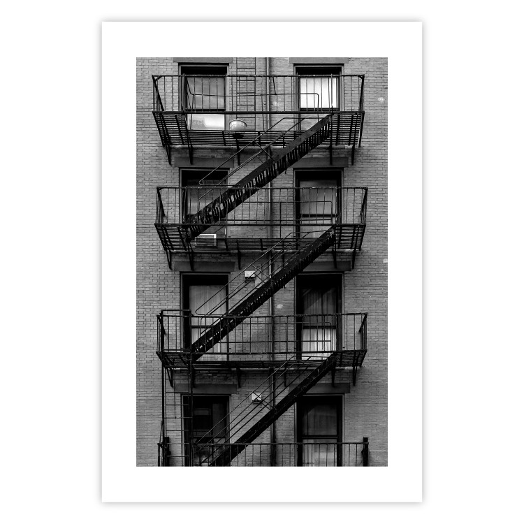 Poster Emergency Exit - black and white architecture of buildings in New York 129788 additionalImage 19