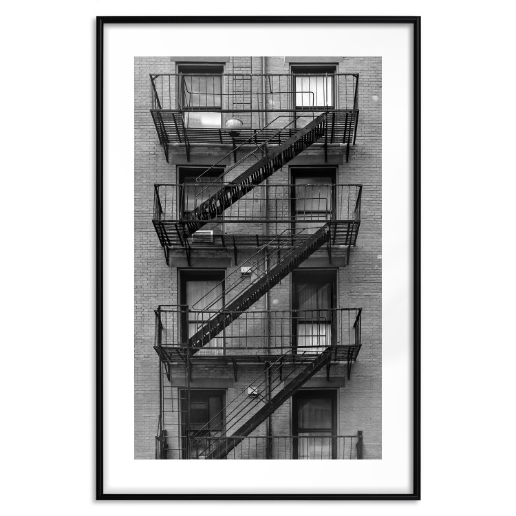 Poster Emergency Exit - black and white architecture of buildings in New York 129788 additionalImage 15