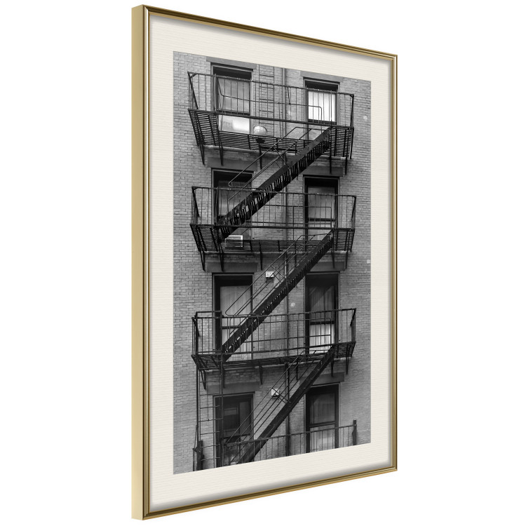 Poster Emergency Exit - black and white architecture of buildings in New York 129788 additionalImage 3