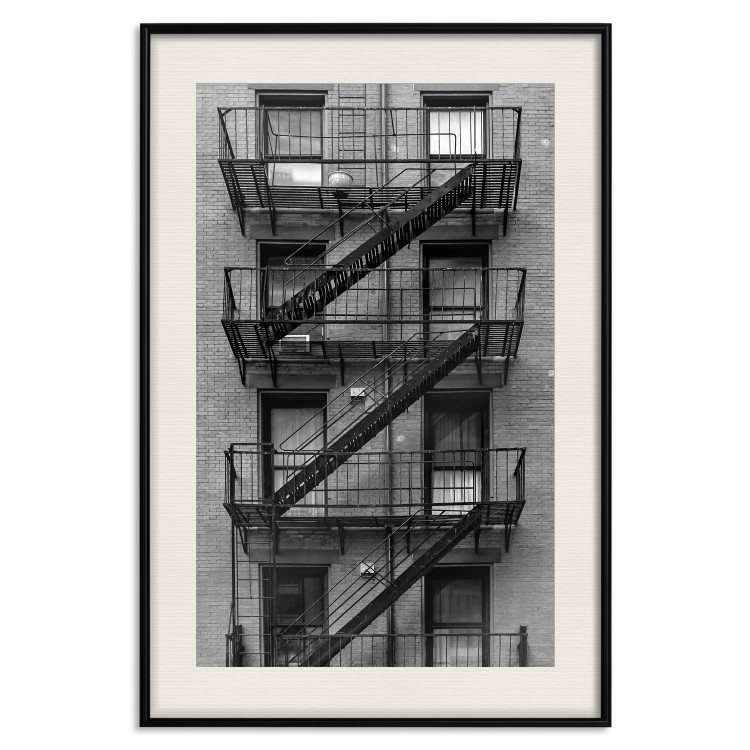 Poster Emergency Exit - black and white architecture of buildings in New York 129788 additionalImage 19