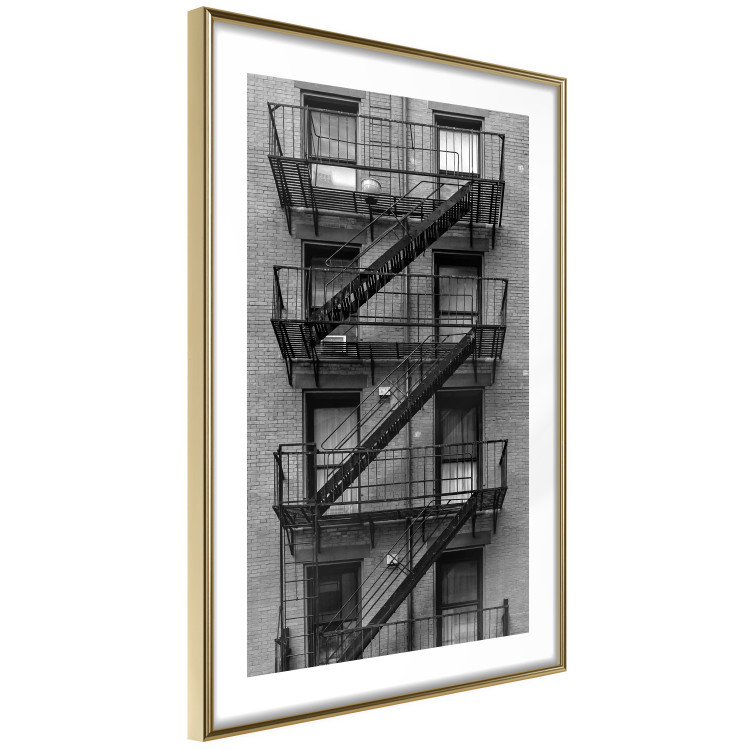 Poster Emergency Exit - black and white architecture of buildings in New York 129788 additionalImage 7