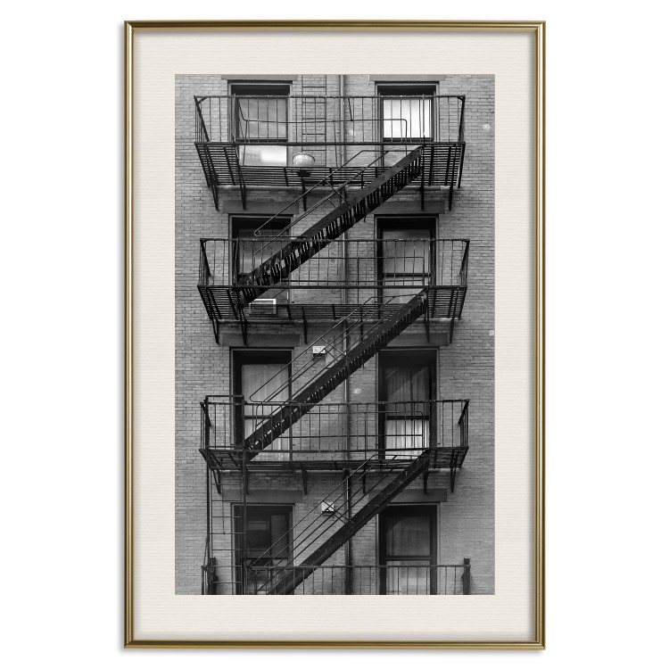 Poster Emergency Exit - black and white architecture of buildings in New York 129788 additionalImage 20