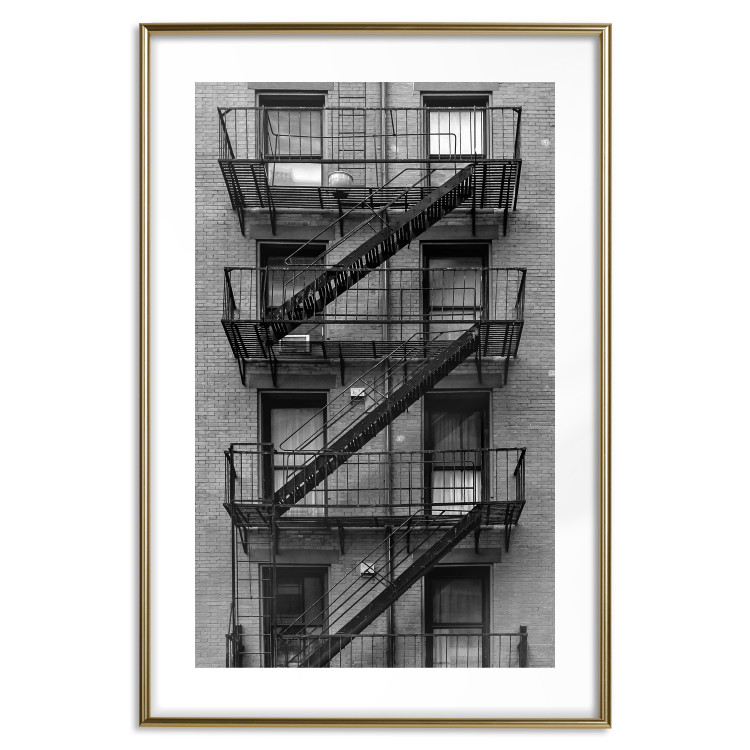 Poster Emergency Exit - black and white architecture of buildings in New York 129788 additionalImage 14