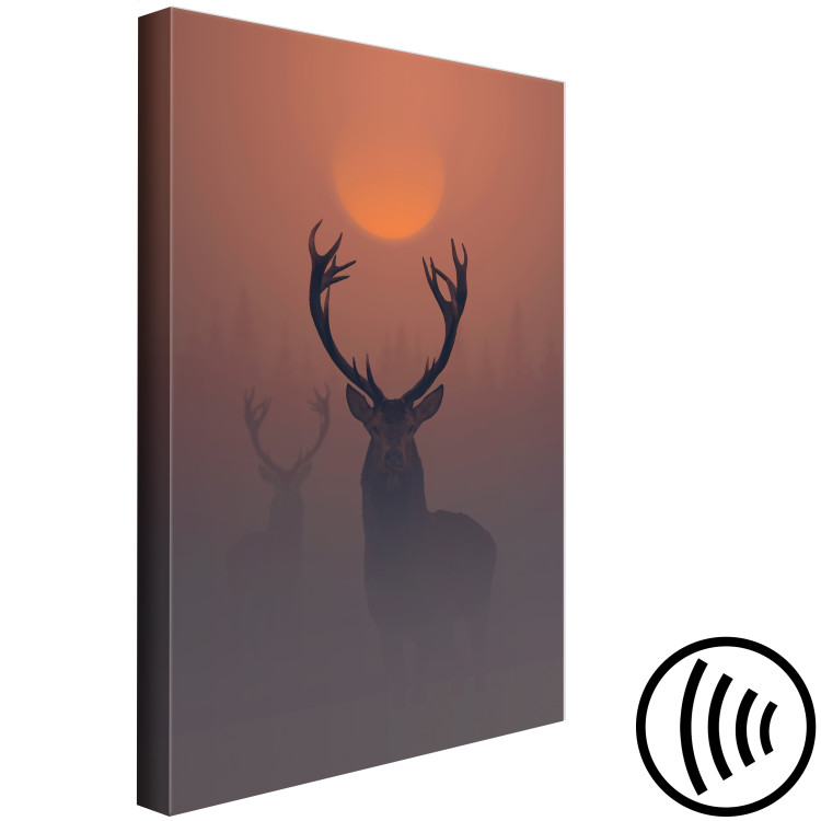 Canvas Art Print Deer in the Mist (1-piece) Vertical - animal at sunset 129888 additionalImage 6