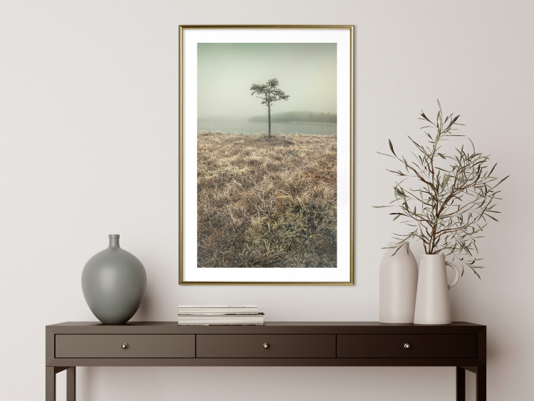 Wall Poster Along the Lake Shore - landscape of grass and a small tree against the water 130388 additionalImage 13