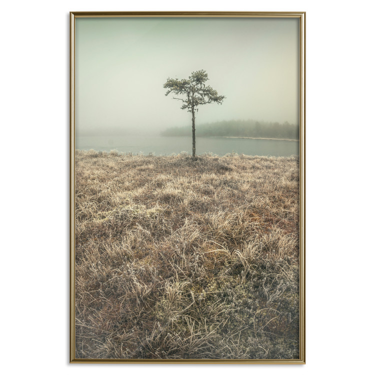 Wall Poster Along the Lake Shore - landscape of grass and a small tree against the water 130388 additionalImage 17