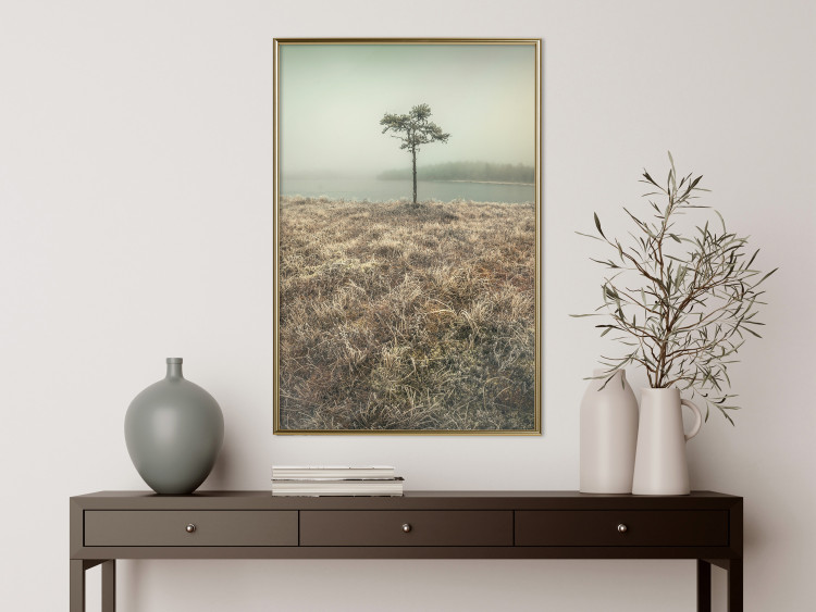 Wall Poster Along the Lake Shore - landscape of grass and a small tree against the water 130388 additionalImage 5