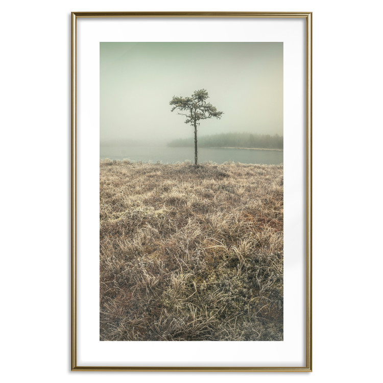 Wall Poster Along the Lake Shore - landscape of grass and a small tree against the water 130388 additionalImage 14