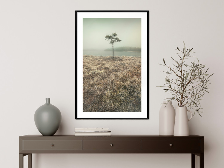 Wall Poster Along the Lake Shore - landscape of grass and a small tree against the water 130388 additionalImage 18