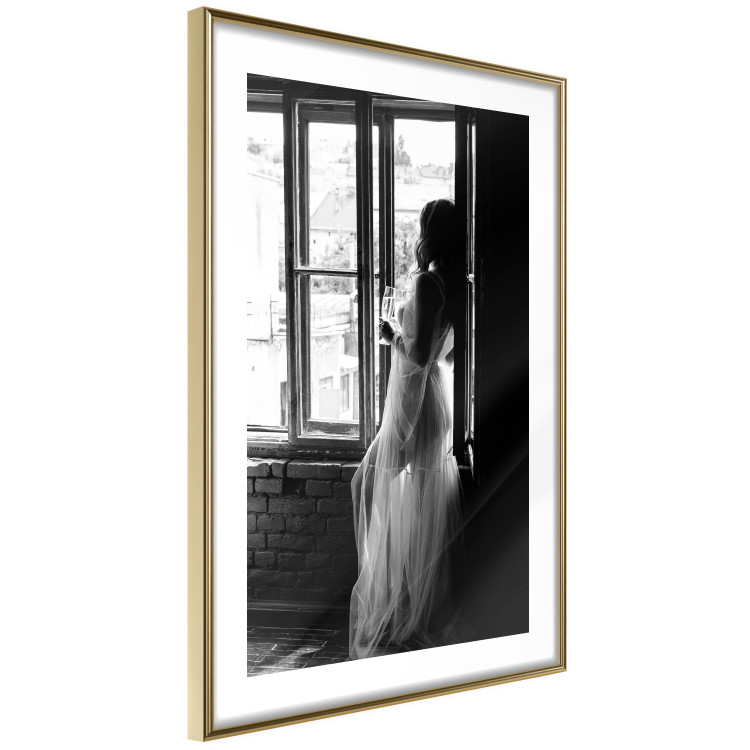 Wall Poster Traveling Memory - black and white landscape of a woman against a window backdrop 132288 additionalImage 9